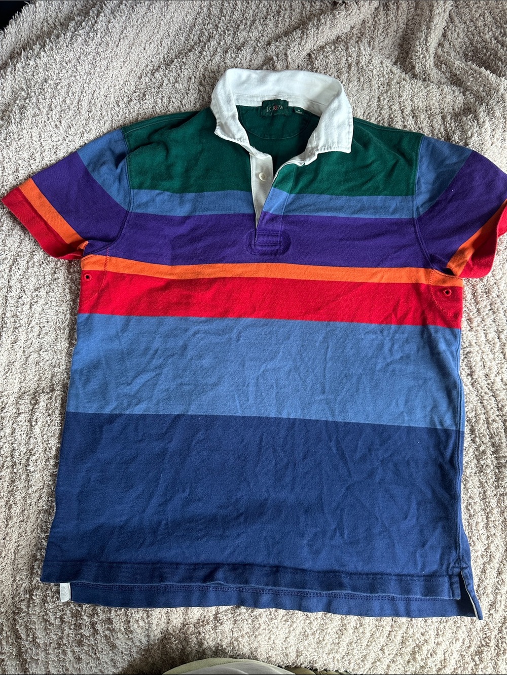 J. Crew Striped Rugby Polo — Green, Purple, Orange, Red, Light Blue, Navy